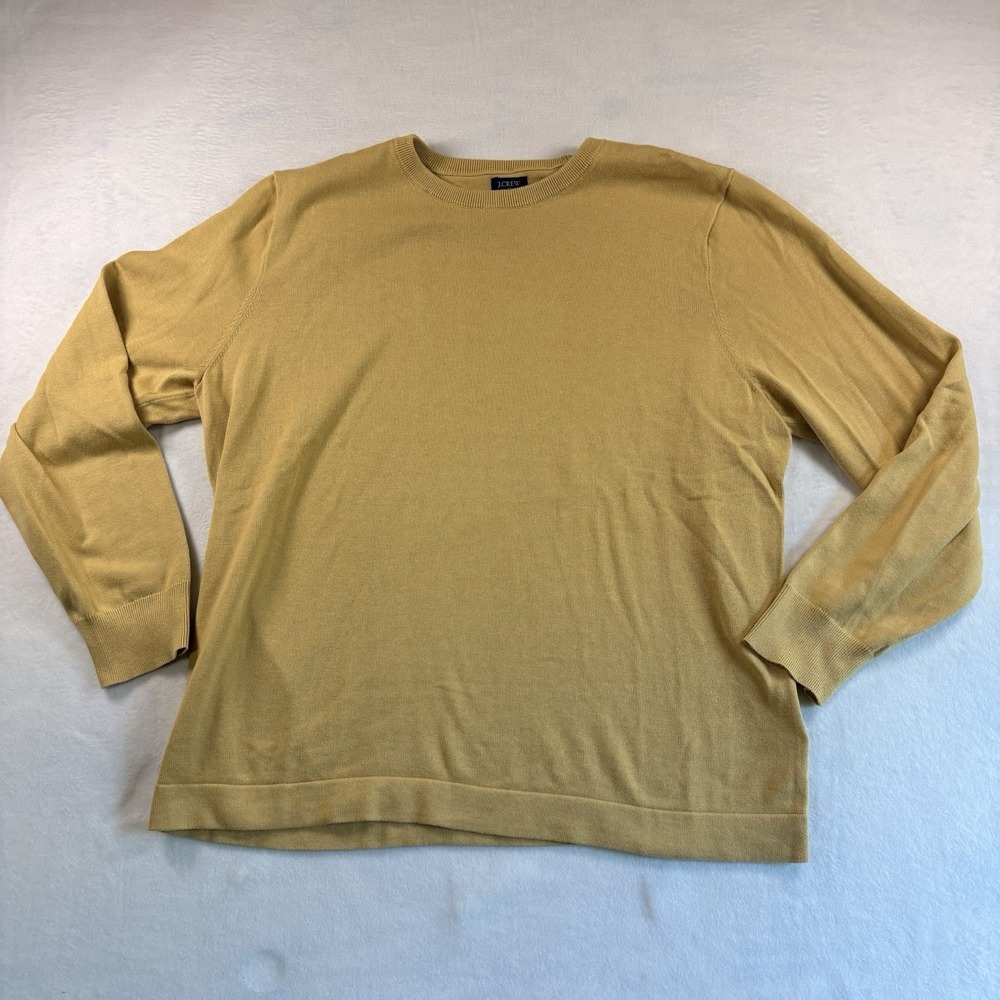 J.Crew Factory Mens Large‎ Yellow Cotton Crewneck Sweater Knit Spring Casual